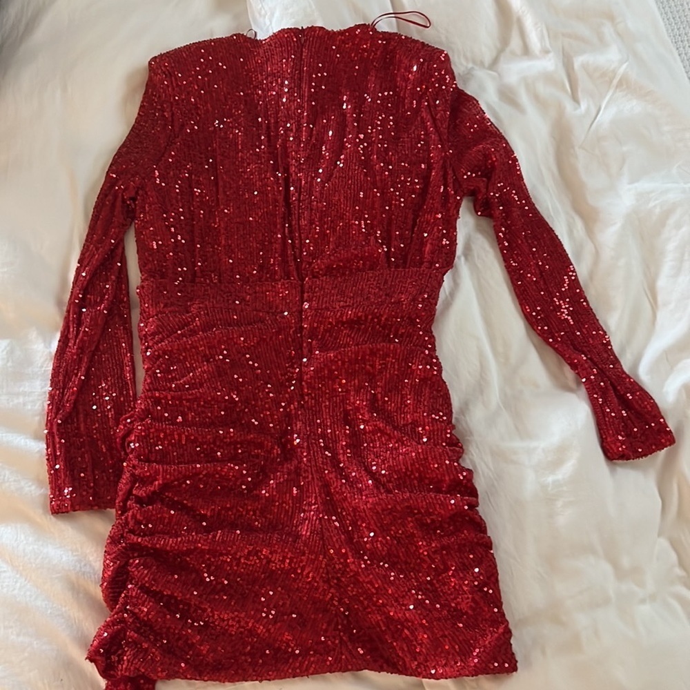 NEW ๐ FASHION NOVA CENTER STAGE Red Sequin Sparkle Vegas NYE mini dress XL - Picture 4 of 5